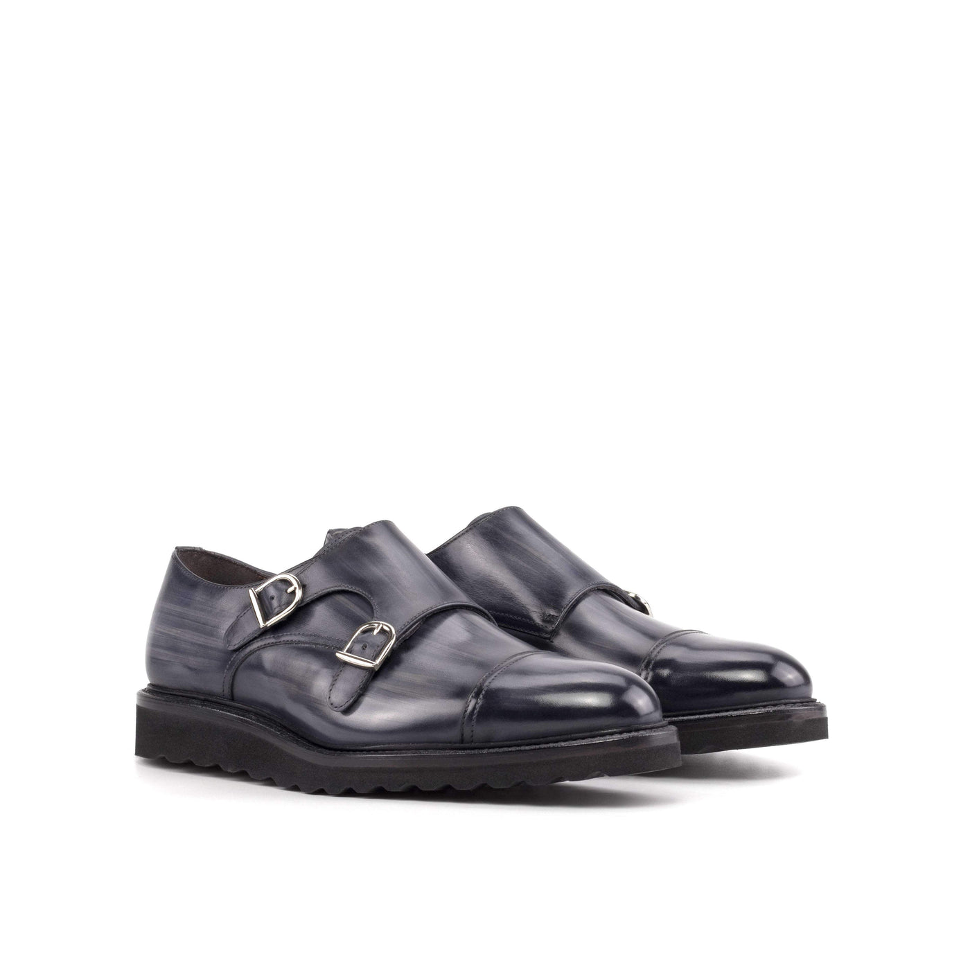 Men's Double Monk Shoes Patina Goodyear Welt Grey 5579 6- MERRIMIUM