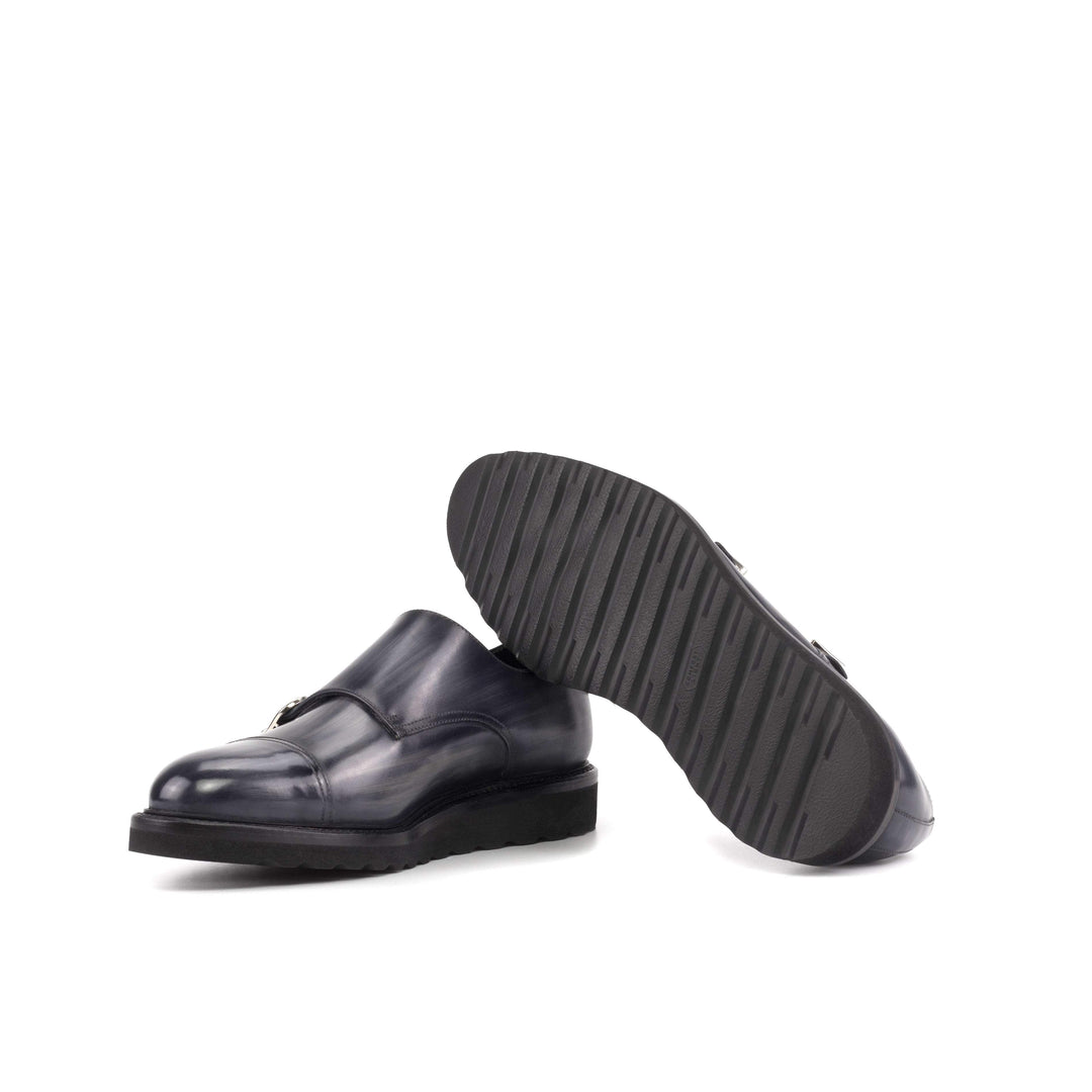 Men's Double Monk Shoes Patina Goodyear Welt Grey 5579 3- MERRIMIUM