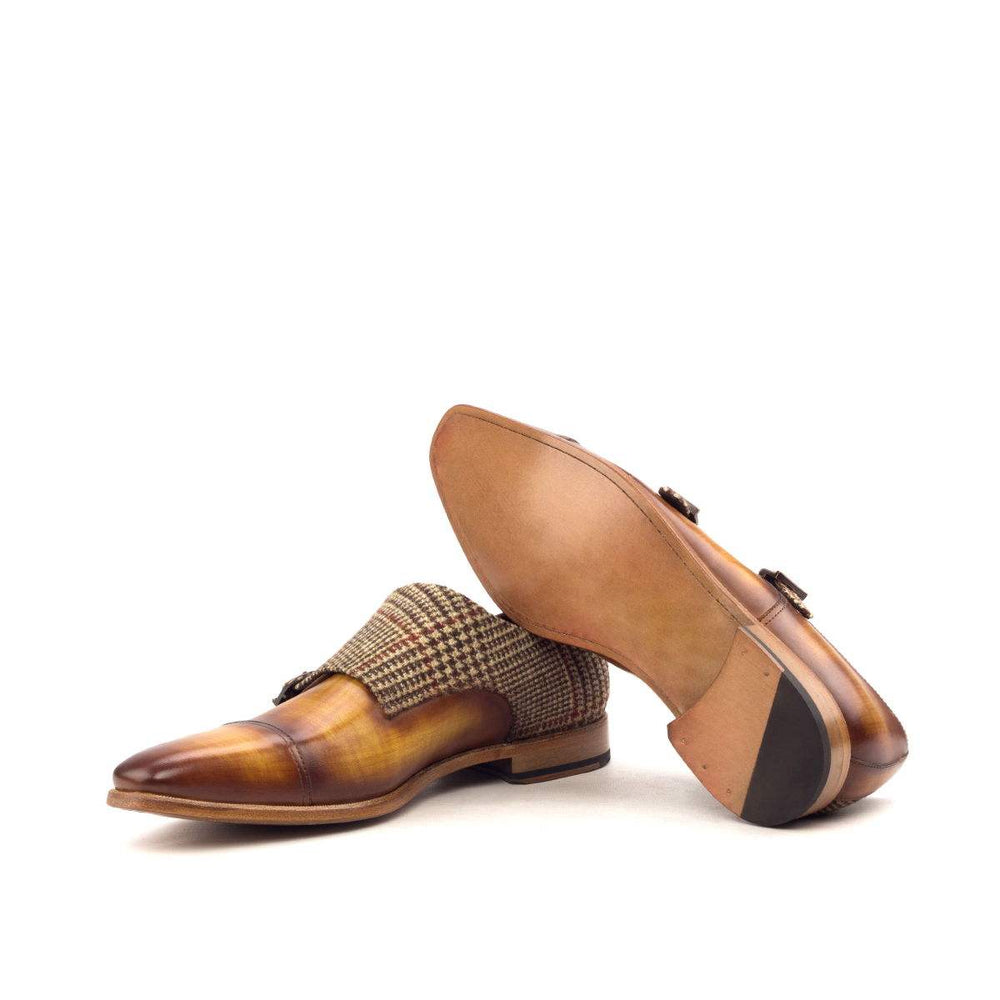 Men's Double Monk Shoes Patina Leather Brown 2568 2- MERRIMIUM