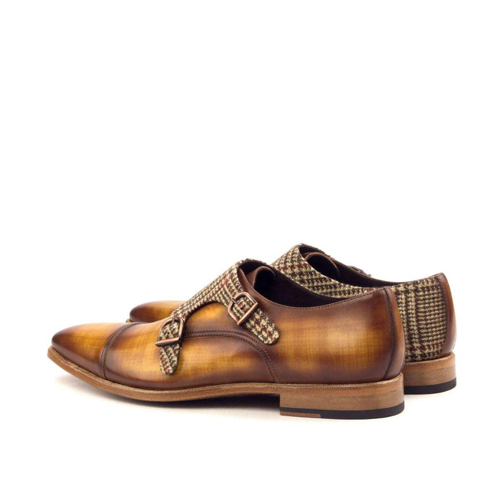 Men's Double Monk Shoes Patina Leather Brown 2568 4- MERRIMIUM