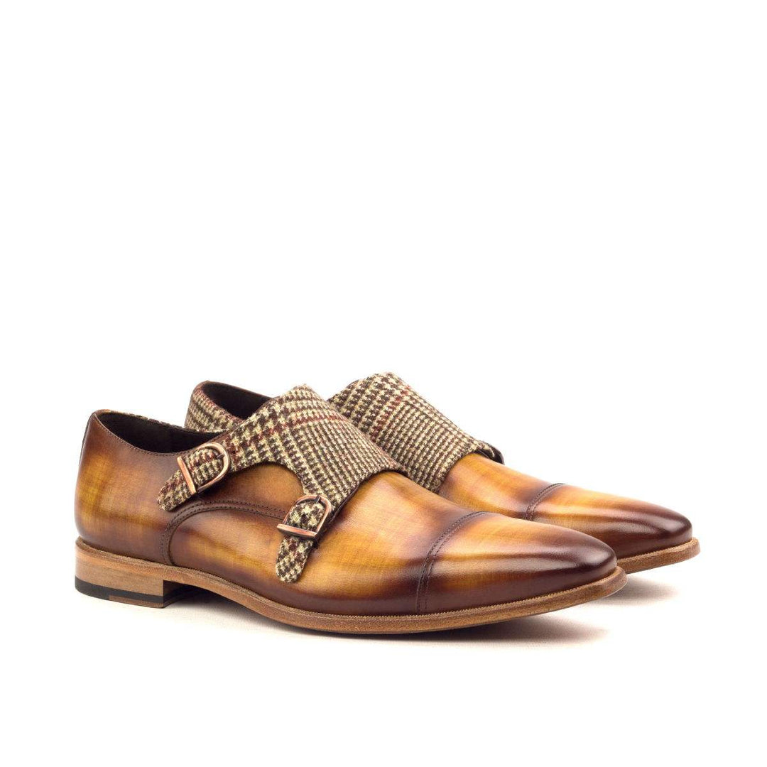 Men's Double Monk Shoes Patina Leather Brown 2568 3- MERRIMIUM