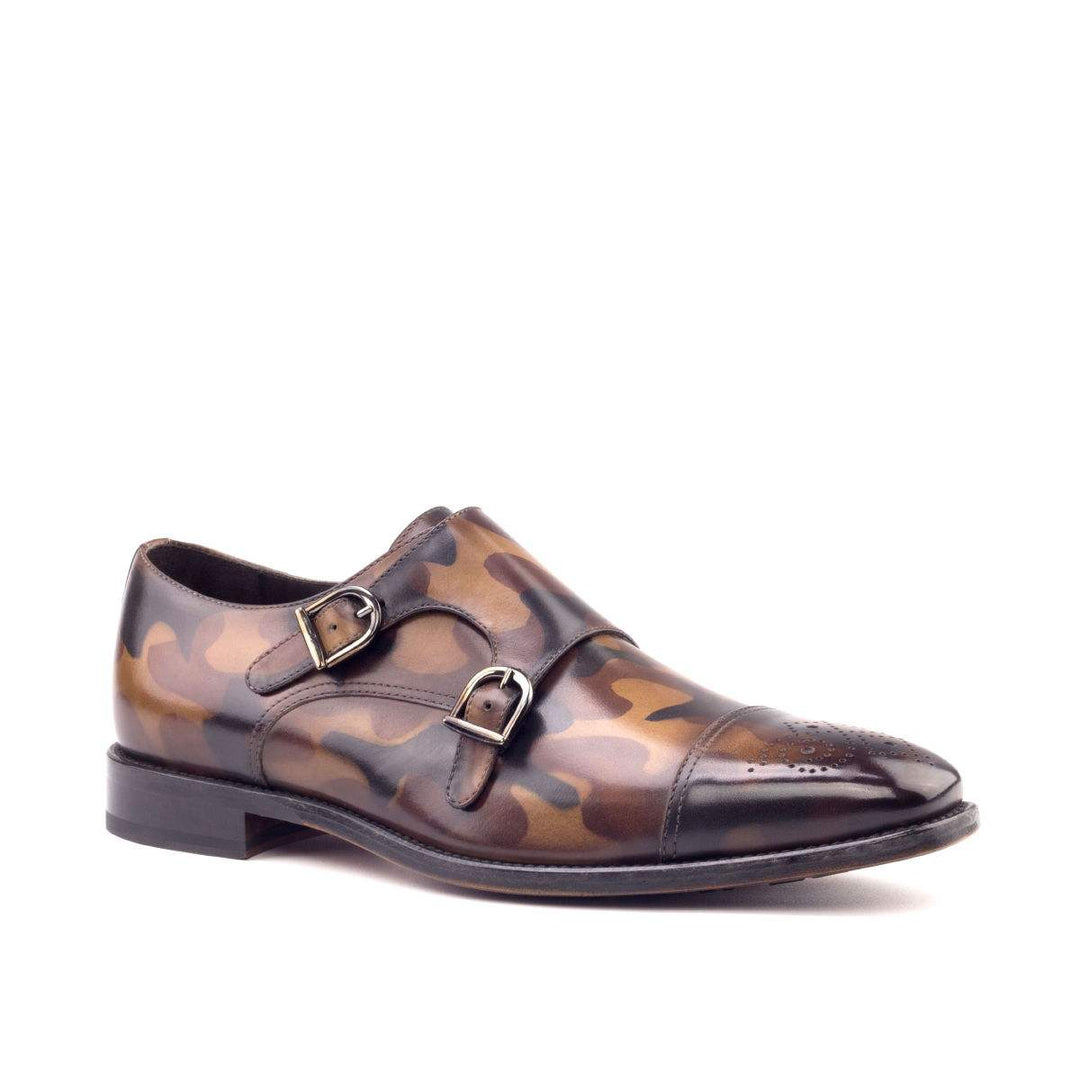 Men's Double Monk Shoes Patina Leather Brown 2655 4- MERRIMIUM