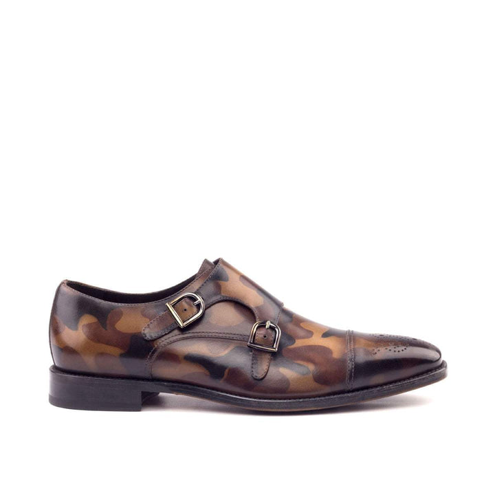 Men's Double Monk Shoes Patina Leather Brown 2655 3- MERRIMIUM