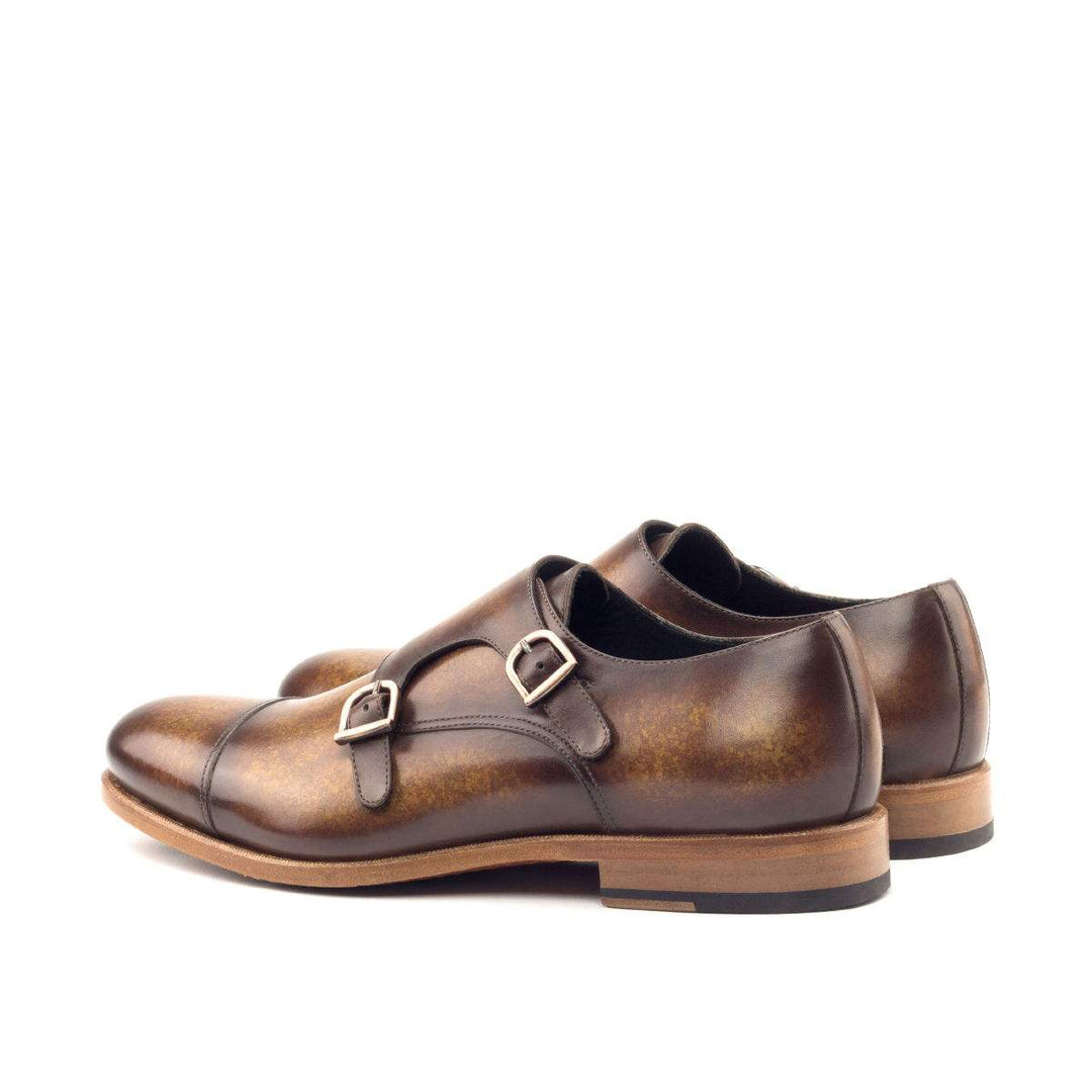 Men's Double Monk Shoes Patina Leather Brown 2771 4- MERRIMIUM