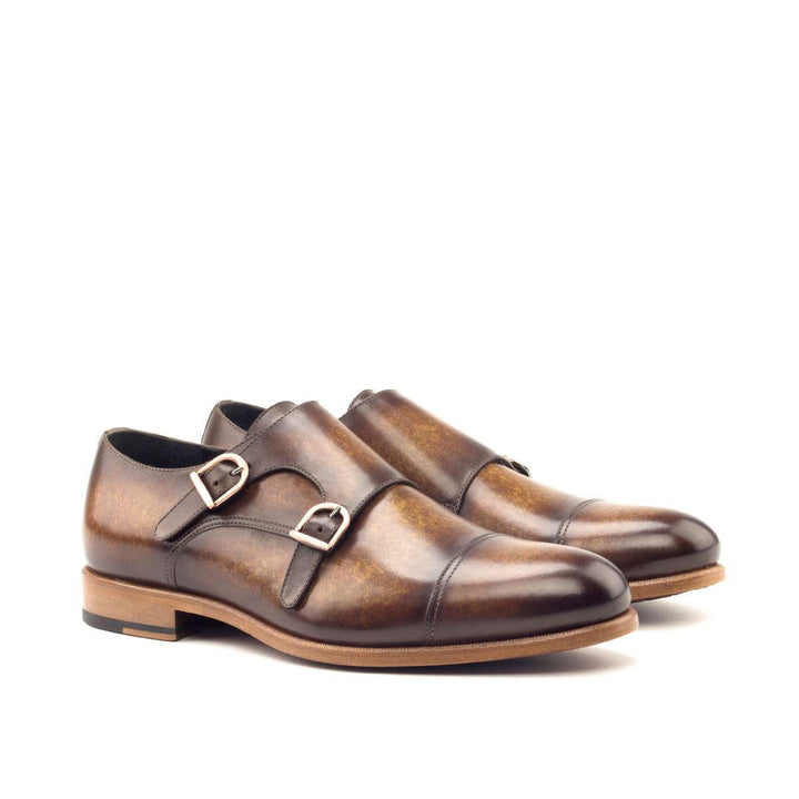 Men's Double Monk Shoes Patina Leather Brown 2771 3- MERRIMIUM