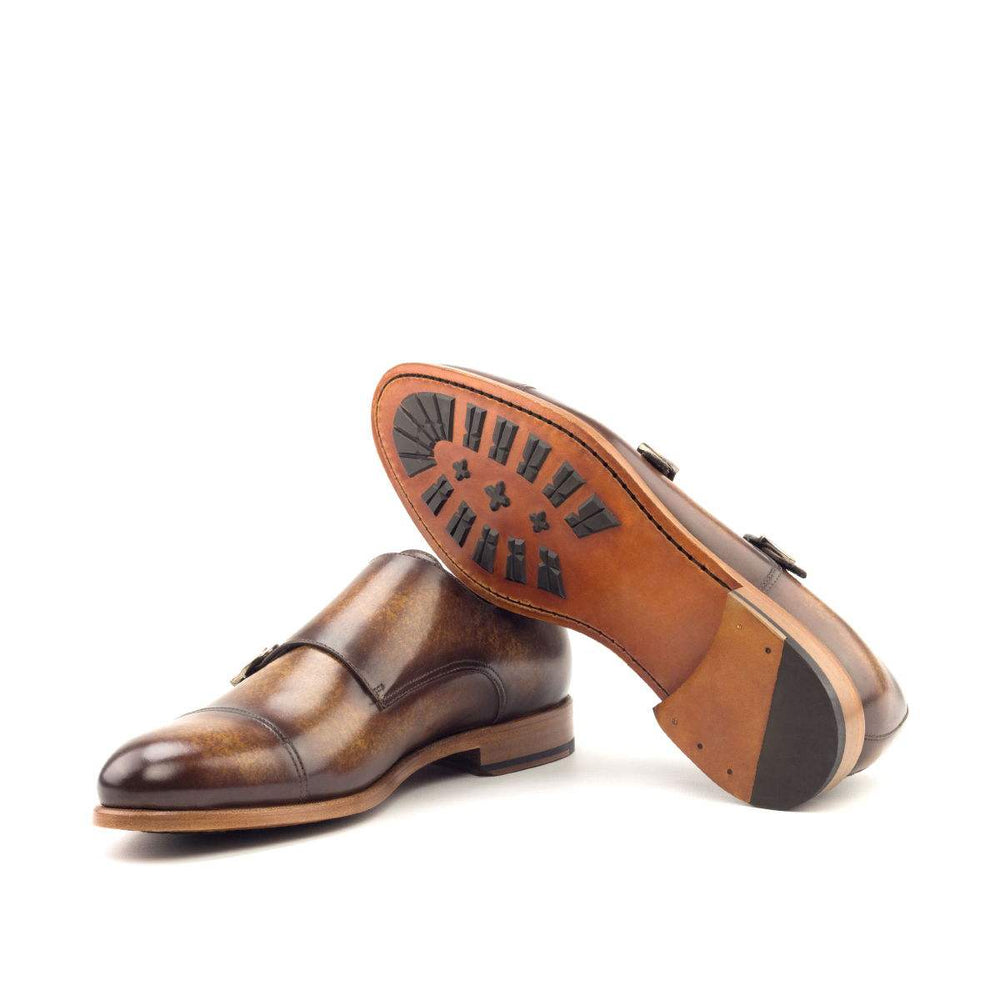 Men's Double Monk Shoes Patina Leather Brown 2771 2- MERRIMIUM