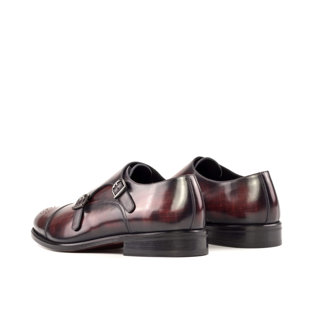 Men's Double Monk Shoes Patina Leather Burgundy 5282 4- MERRIMIUM