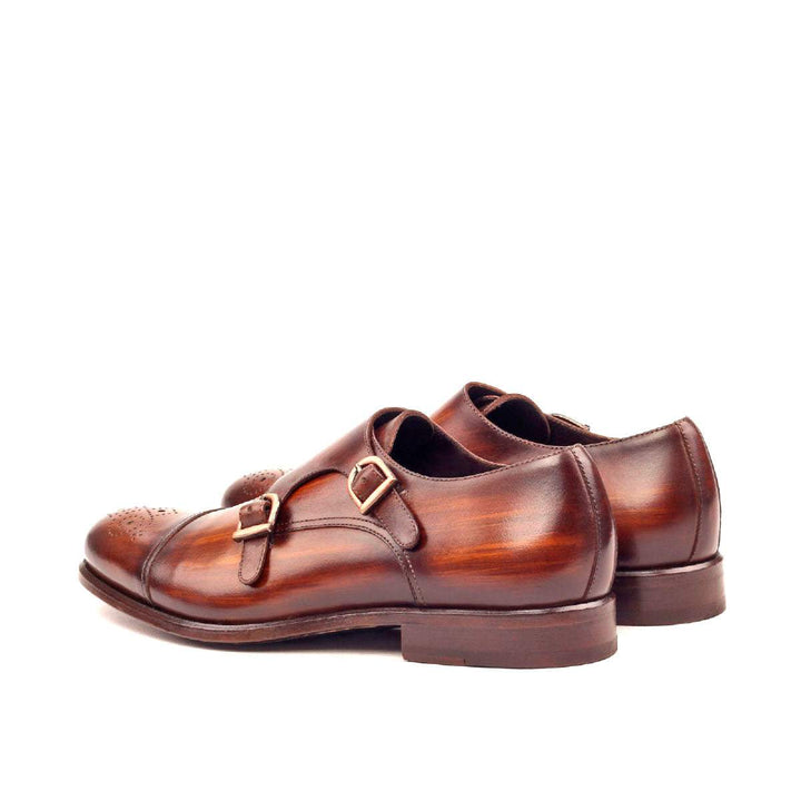 Men's Double Monk Shoes Patina Leather Dark Brown 2376 4- MERRIMIUM