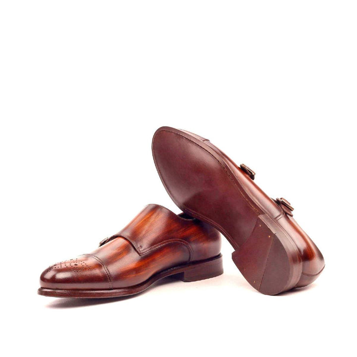 Men's Double Monk Shoes Patina Leather Dark Brown 2376 2- MERRIMIUM
