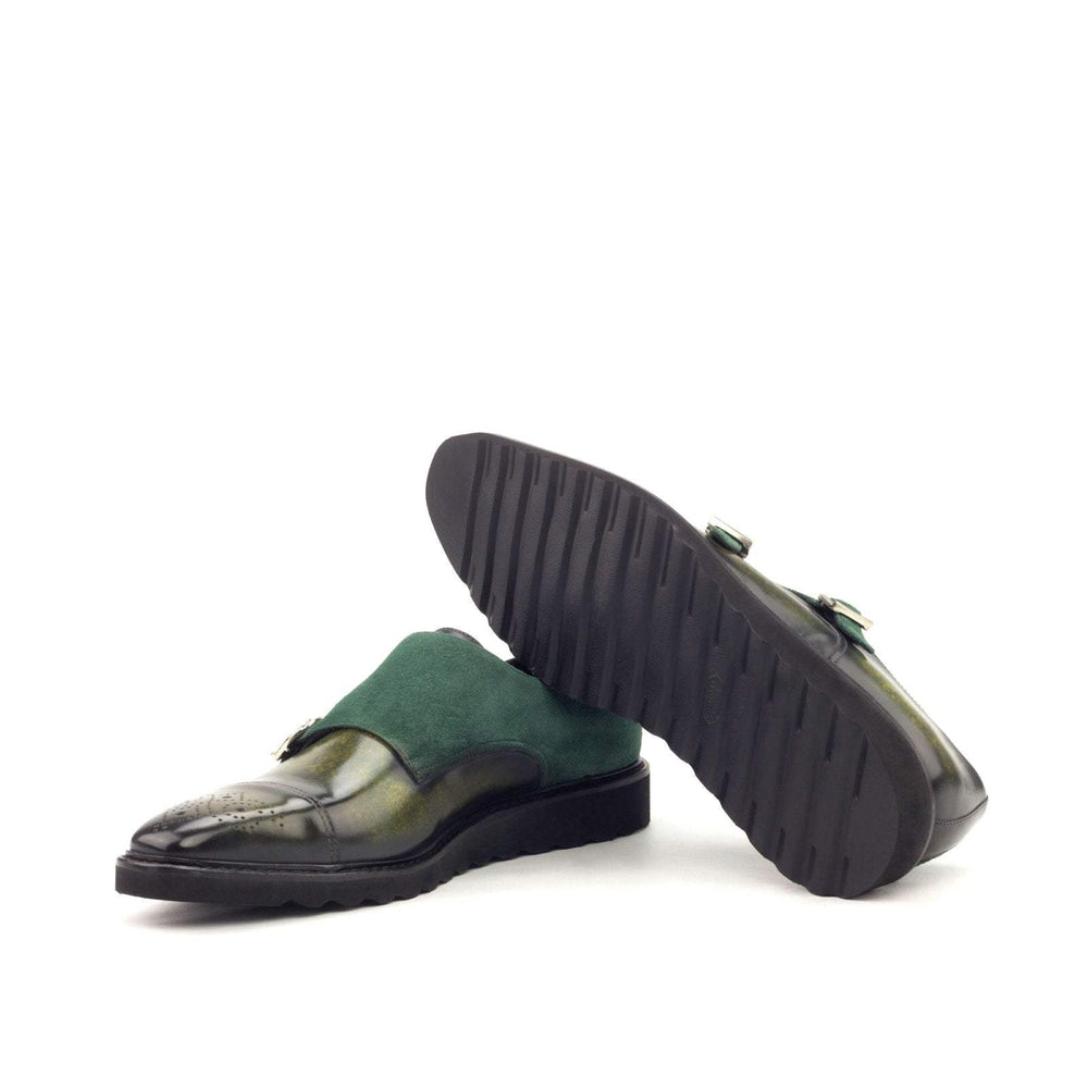 Men's Double Monk Shoes Patina Leather Green 2942 2- MERRIMIUM