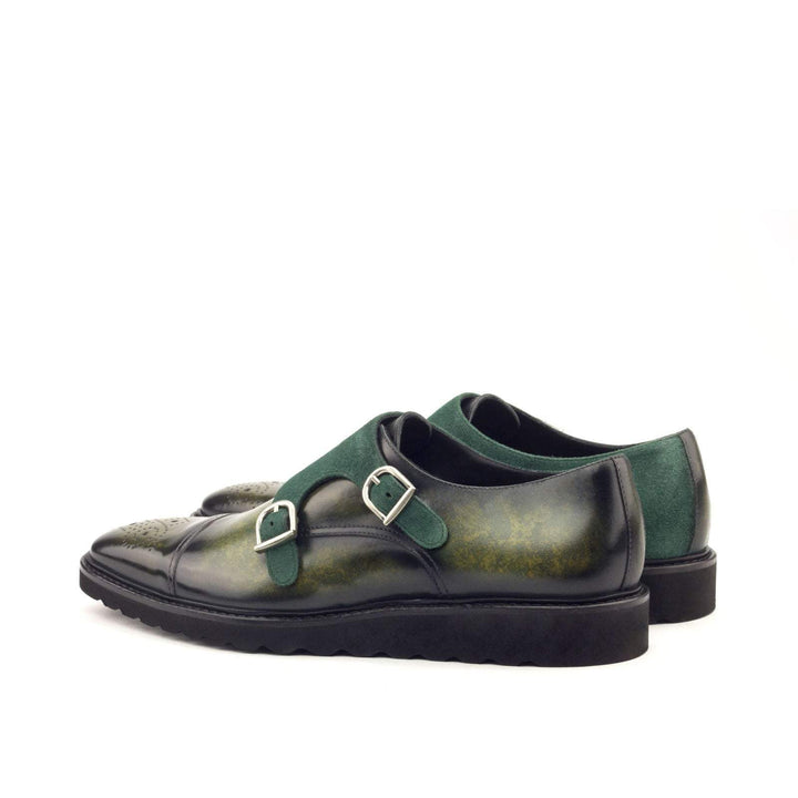 Men's Double Monk Shoes Patina Leather Green 2942 4- MERRIMIUM