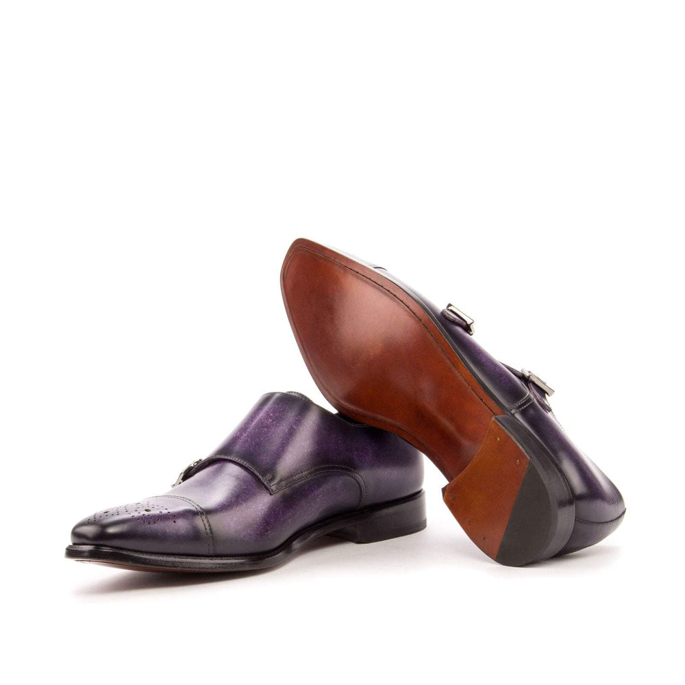 Men's Double Monk Shoes Patina Leather Violet 3434 2- MERRIMIUM