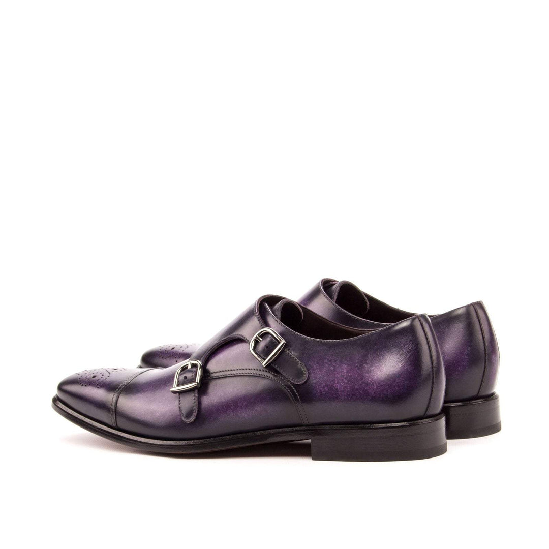 Men's Double Monk Shoes Patina Leather Violet 3434 4- MERRIMIUM