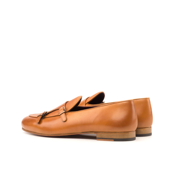 Men's Double Monk Slippers Leather Brown 3951 4- MERRIMIUM