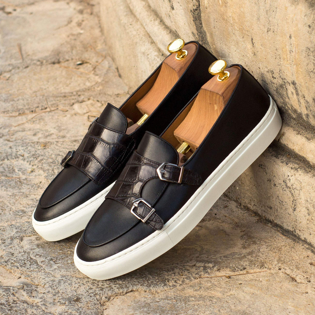 Men's Double Monk Sneakers Leather Black 3726 1- MERRIMIUM--GID-2538-3726