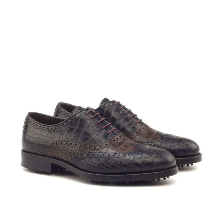 Men's Full Brogue Golf Shoes Leather Black Brown 2894 3- MERRIMIUM