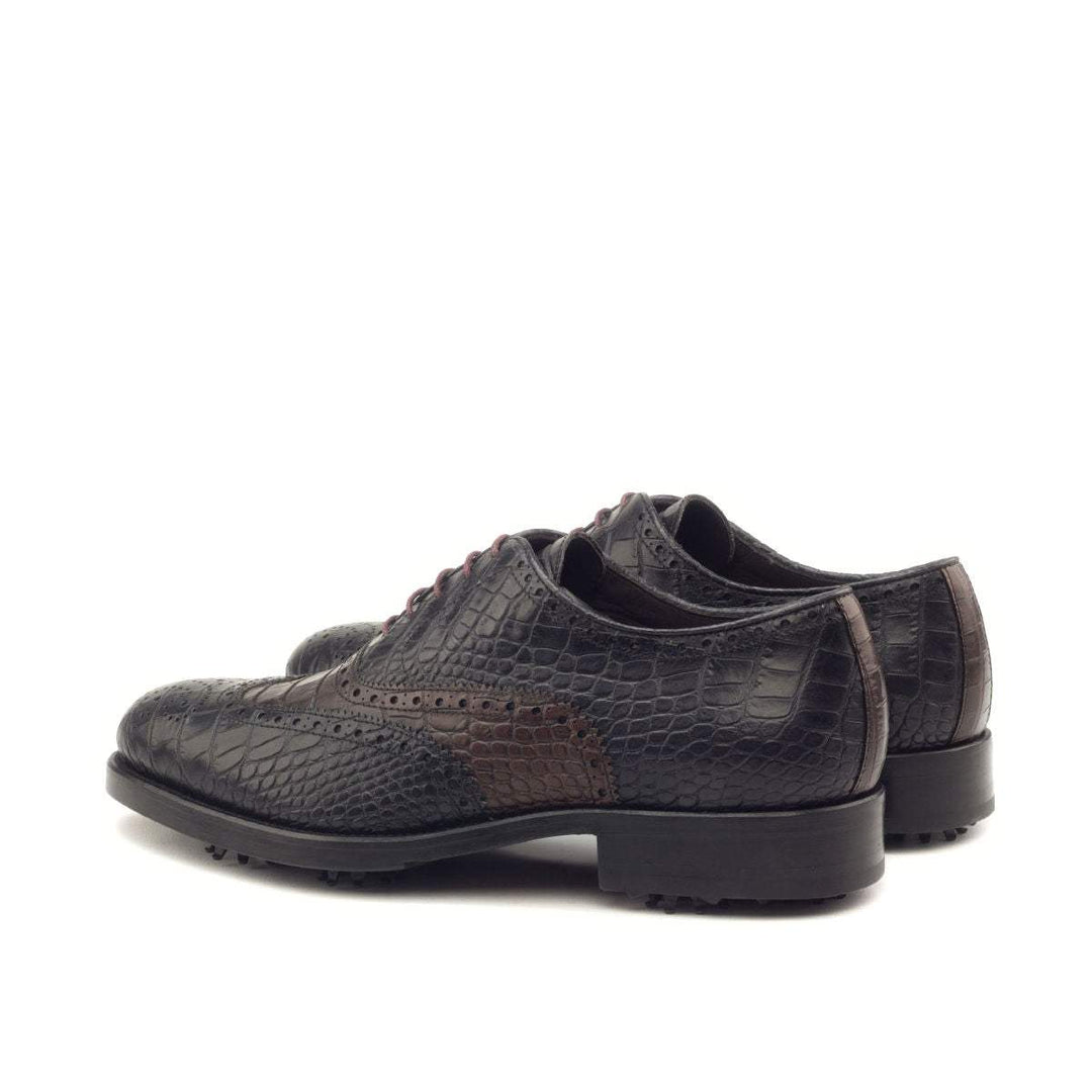 Men's Full Brogue Golf Shoes Leather Black Brown 2894 4- MERRIMIUM