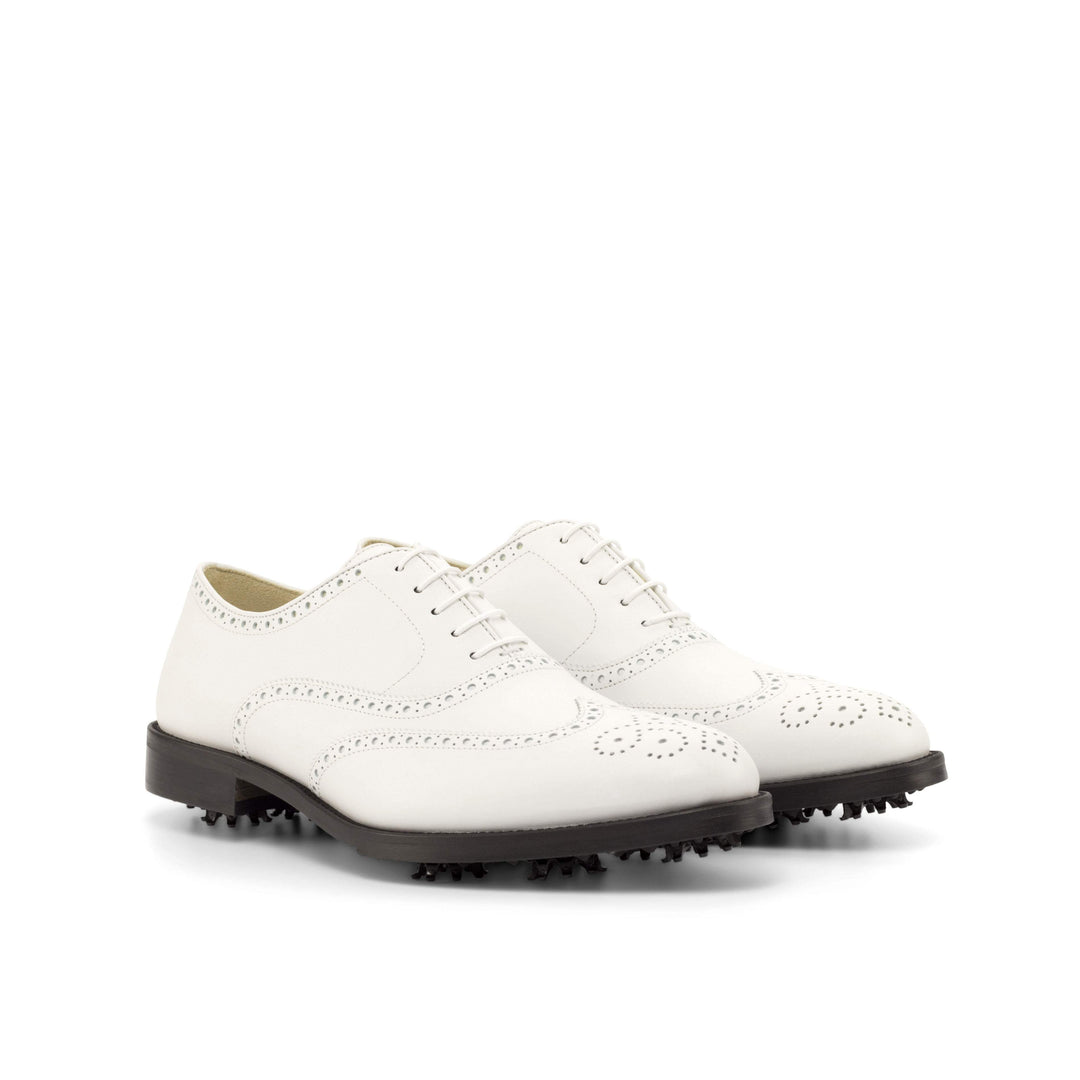 Men's Full Brogue Golf Shoes Leather White 4728 3- MERRIMIUM