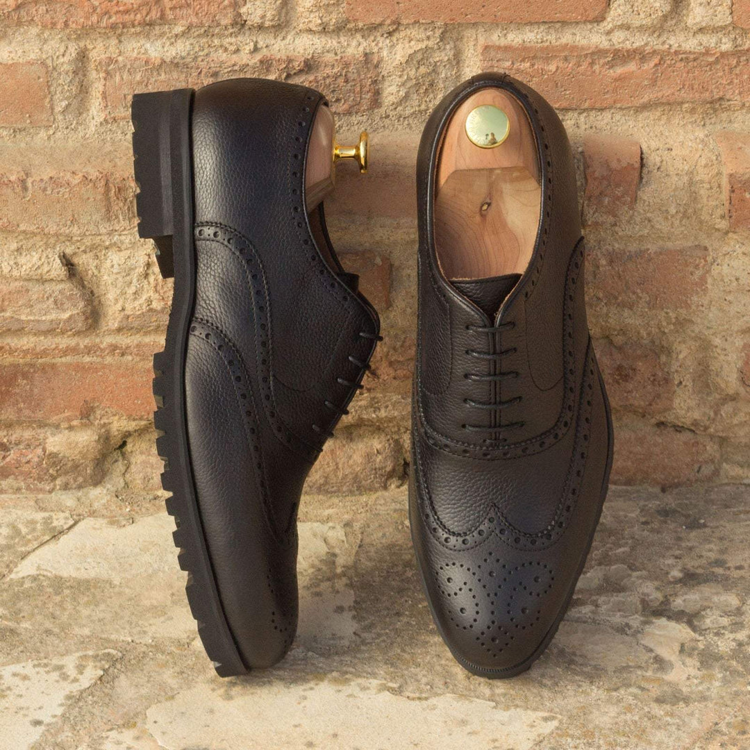 Men's Full Brogue Shoes Leather Black 2740 1- MERRIMIUM--GID-1369-2740