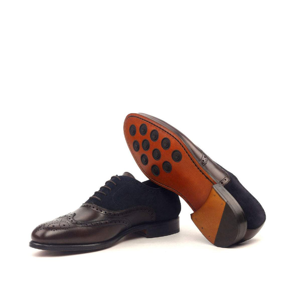 Men's Full Brogue Shoes Leather Blue Dark Brown 2391 2- MERRIMIUM