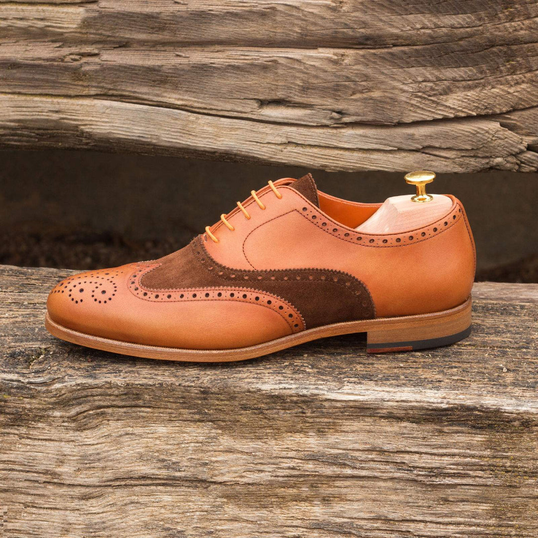 Men's Full Brogue Shoes Leather Brown 2528 1- MERRIMIUM--GID-1369-2528