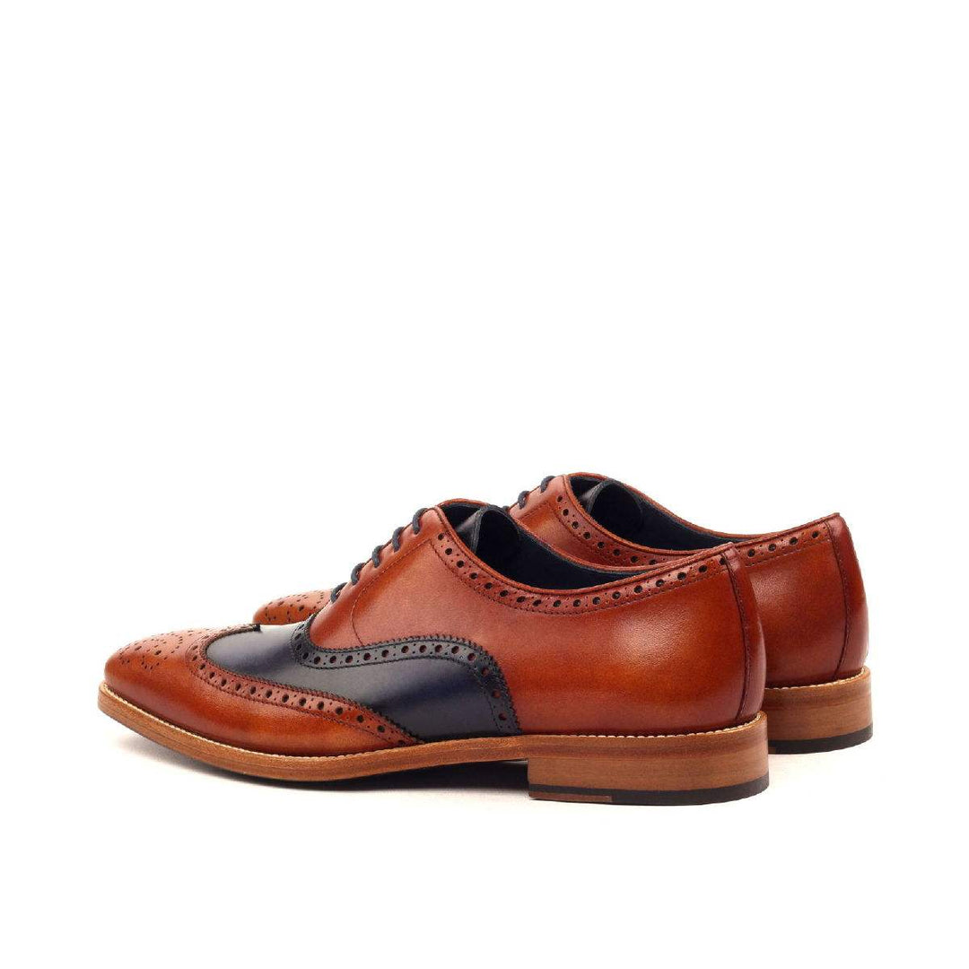 Men's Full Brogue Shoes Leather Brown Blue 2409 4- MERRIMIUM