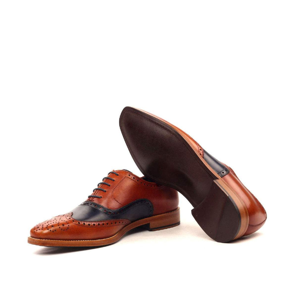 Men's Full Brogue Shoes Leather Brown Blue 2409 2- MERRIMIUM