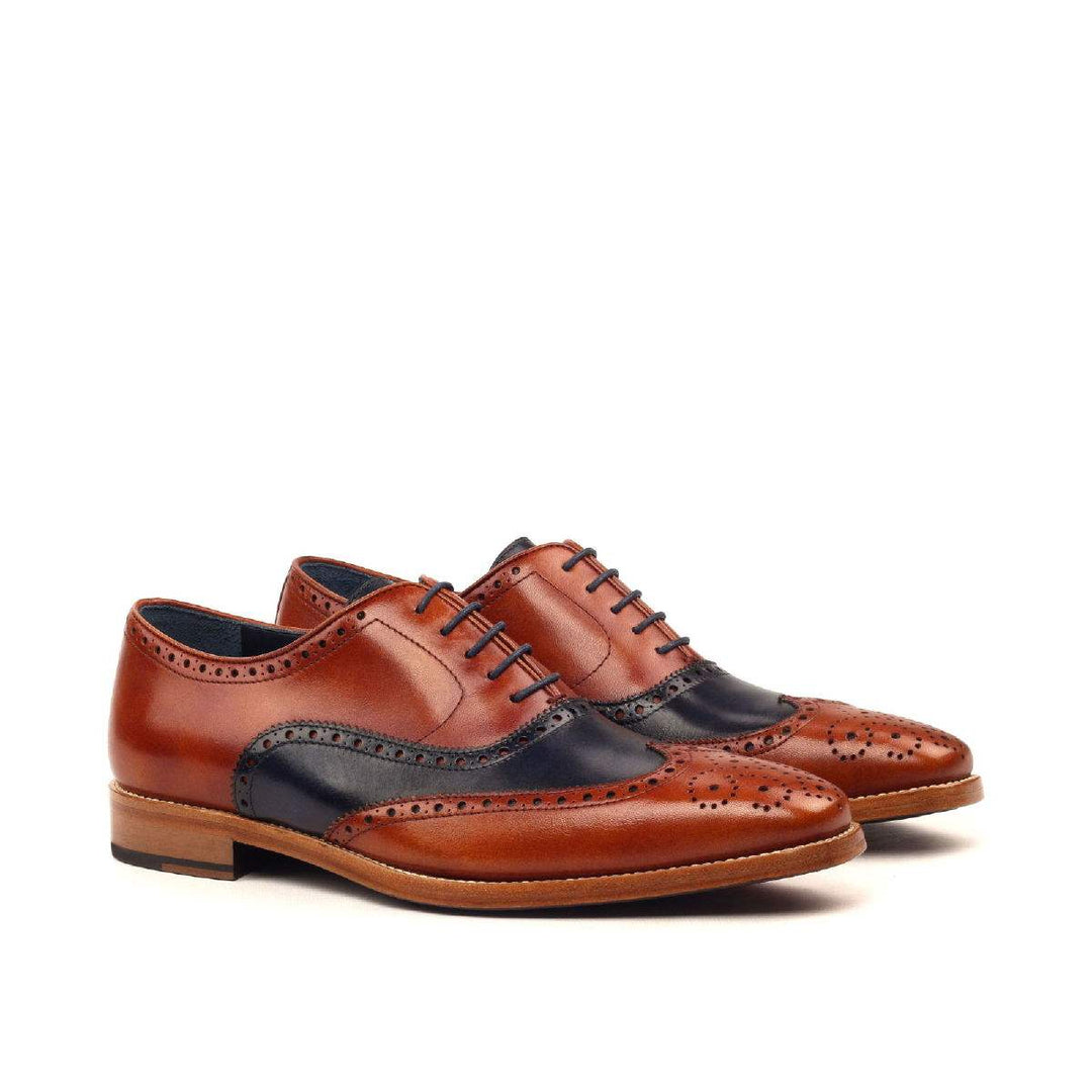 Men's Full Brogue Shoes Leather Brown Blue 2409 3- MERRIMIUM