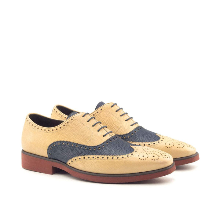 Men's Full Brogue Shoes Leather Brown Blue 2869 3- MERRIMIUM