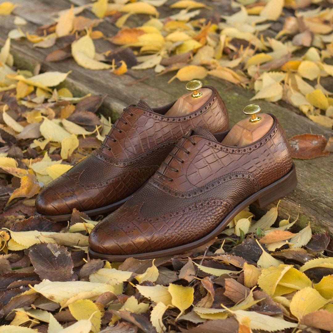 Men's Full Brogue Shoes Leather Brown Dark Brown 3097 1- MERRIMIUM--GID-1369-3097