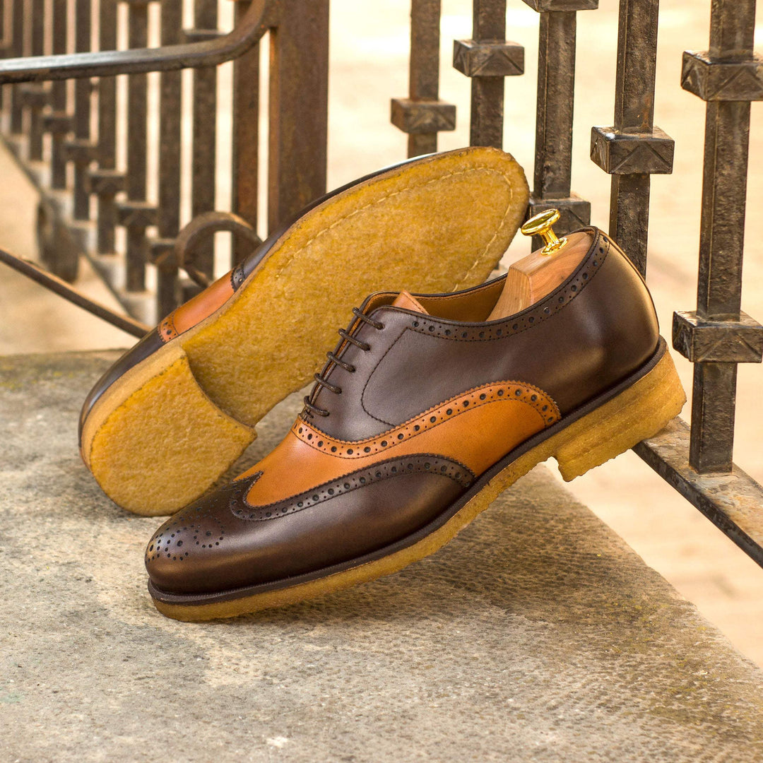 Men's Full Brogue Shoes Leather Brown Dark Brown 4263 1- MERRIMIUM--GID-1369-4263