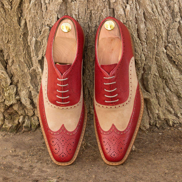 Men's Full Brogue Shoes Leather Brown Red 2596 1- MERRIMIUM--GID-1378-2596
