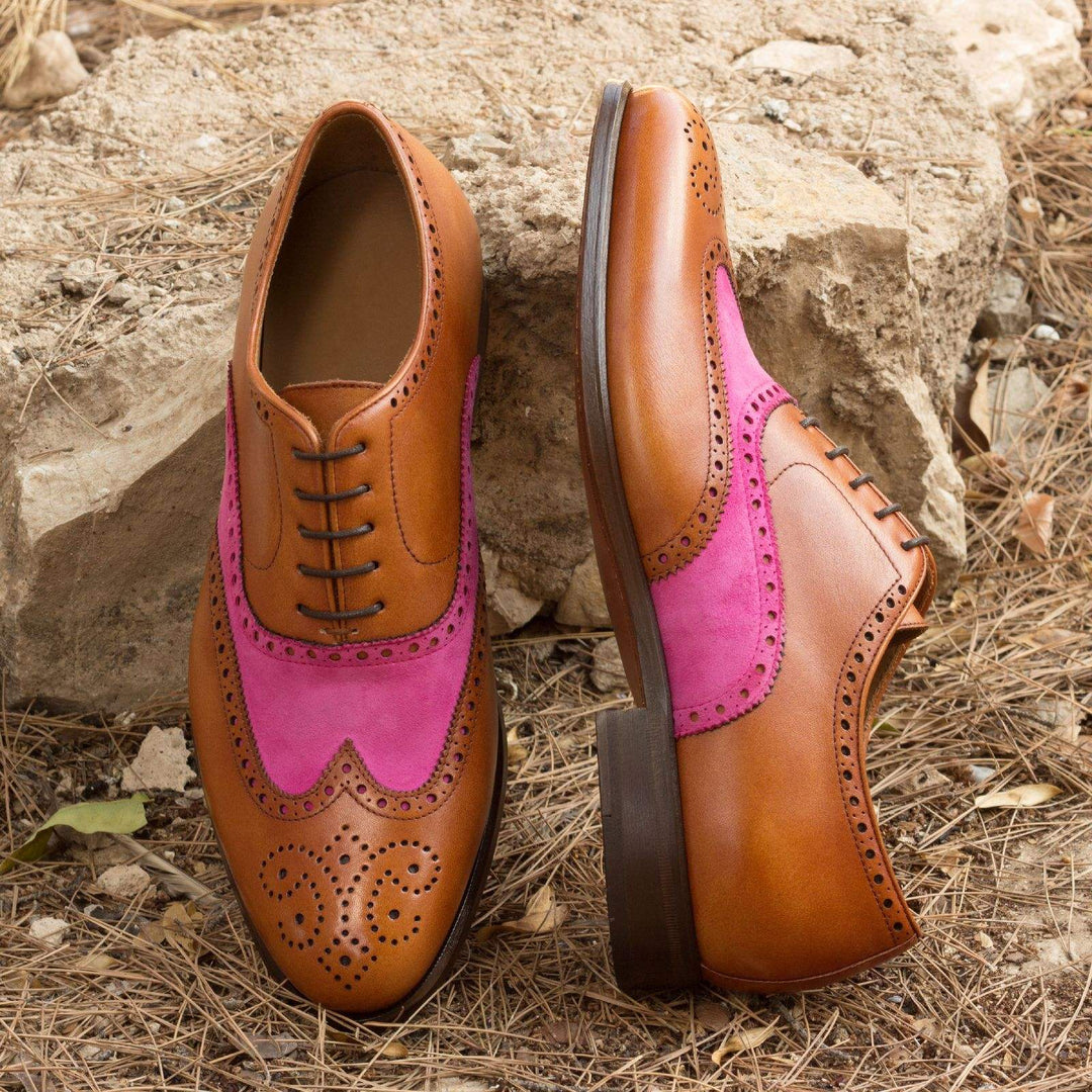 Men's Full Brogue Shoes Leather Brown Violet 2384 1- MERRIMIUM--GID-1369-2384