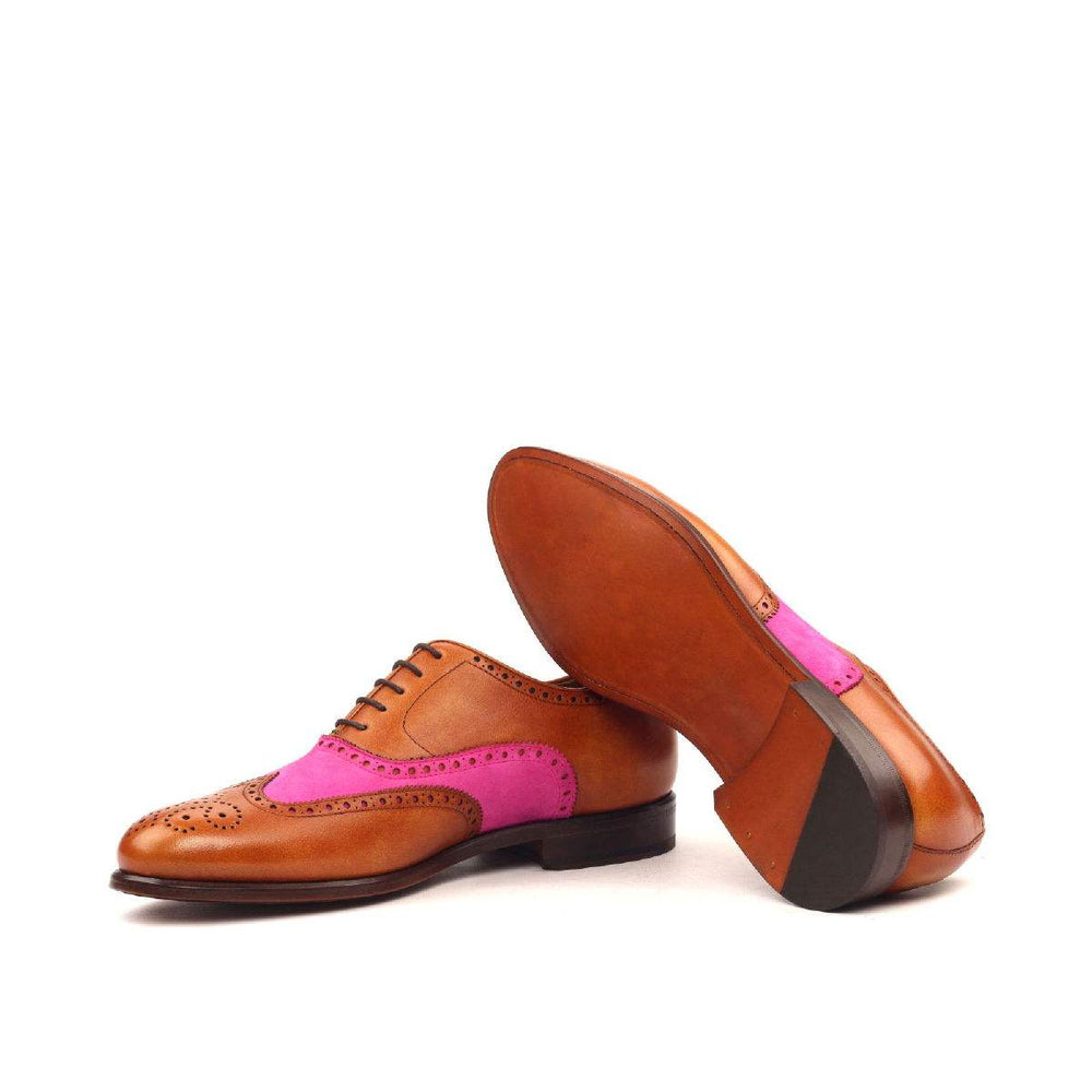 Men's Full Brogue Shoes Leather Brown Violet 2384 2- MERRIMIUM