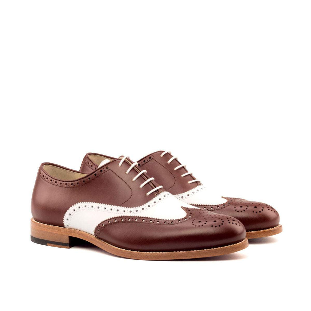 Men's Full Brogue Shoes Leather Brown White 2627 3- MERRIMIUM