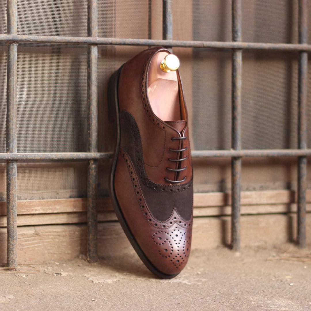Men's Full Brogue Shoes Leather Dark Brown 1627 1- MERRIMIUM--GID-1369-1627