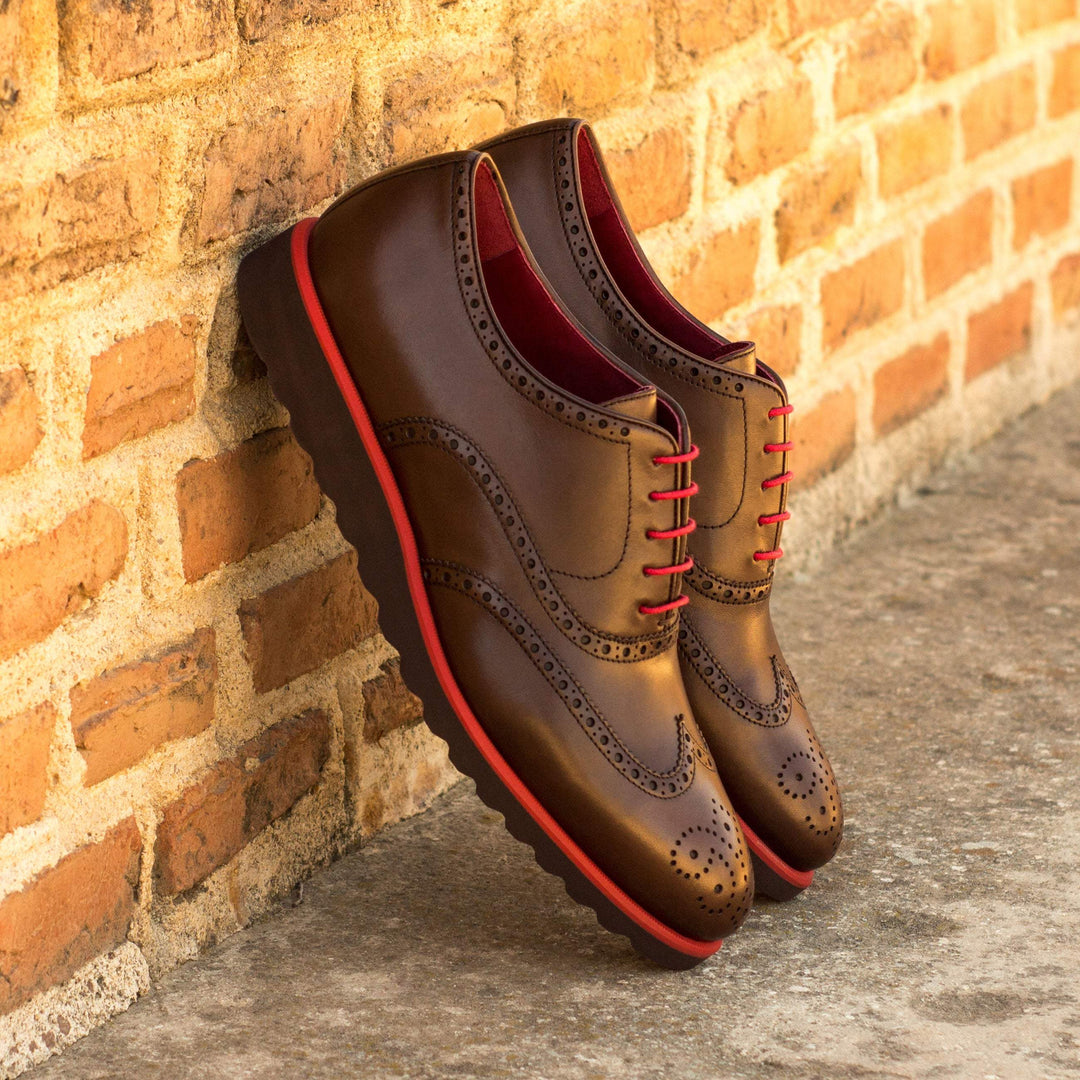 Men's Full Brogue Shoes Leather Dark Brown 3523 1- MERRIMIUM--GID-1369-3523