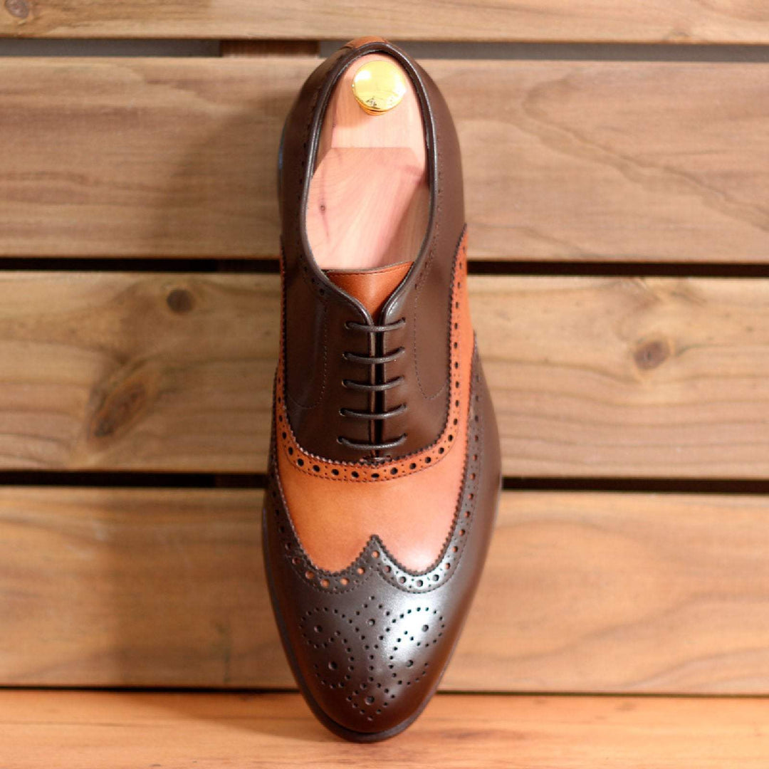 Men's Full Brogue Shoes Leather Dark Brown Brown 1726 1- MERRIMIUM--GID-1369-1726