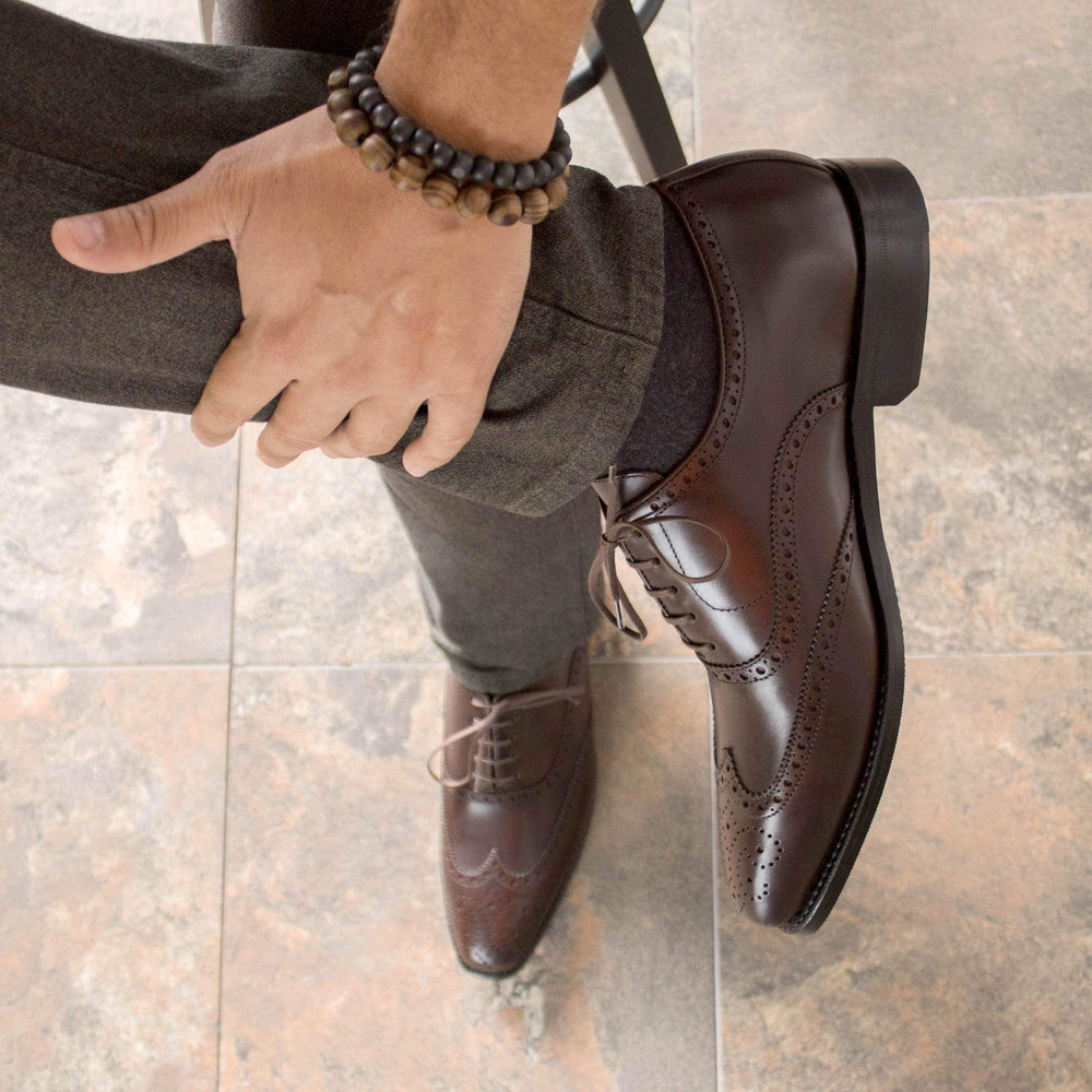 Men's Full Brogue Shoes Leather Goodyear Welt Dark Brown 5515 2- MERRIMIUM
