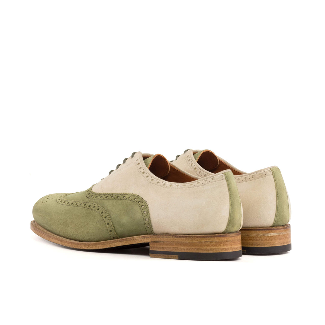 Men's Full Brogue Shoes Leather Goodyear Welt Green White 5612 4- MERRIMIUM