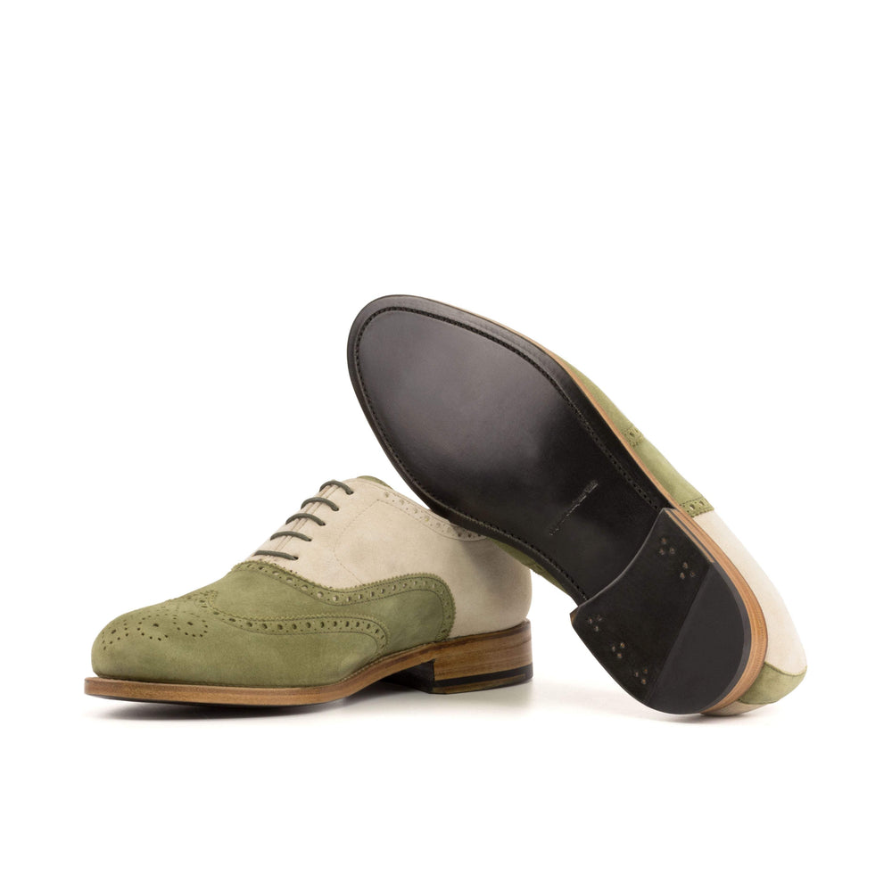 Men's Full Brogue Shoes Leather Goodyear Welt Green White 5612 2- MERRIMIUM