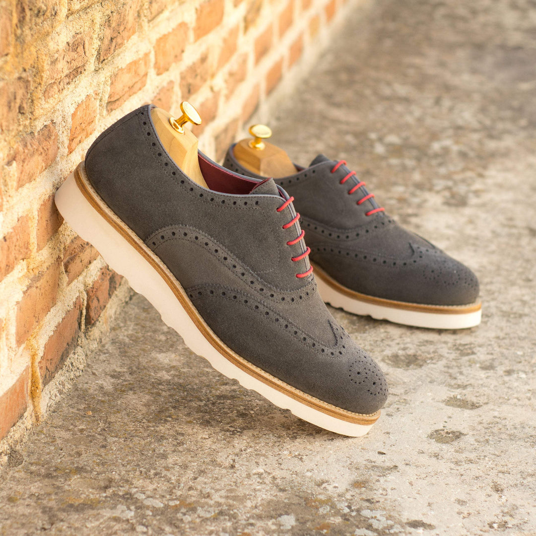 Men's Full Brogue Shoes Leather Goodyear Welt Grey 4459 1- MERRIMIUM--GID-2475-4459