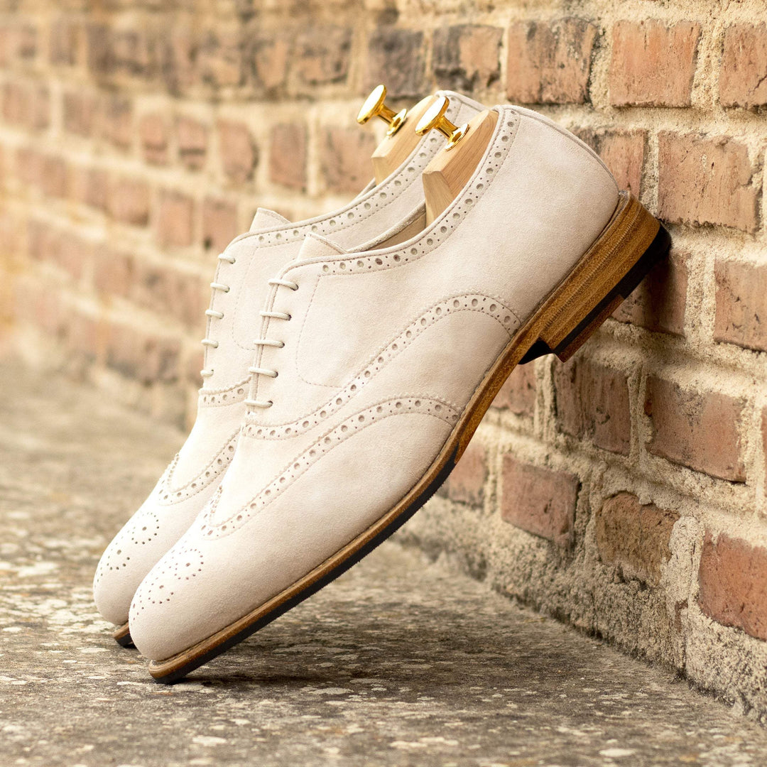 Men's Full Brogue Shoes Leather Goodyear Welt White 5642 1- MERRIMIUM--GID-2475-5642
