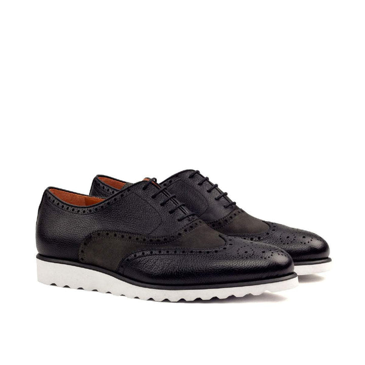 Men's Full Brogue Shoes Leather Grey Black 2471 3- MERRIMIUM
