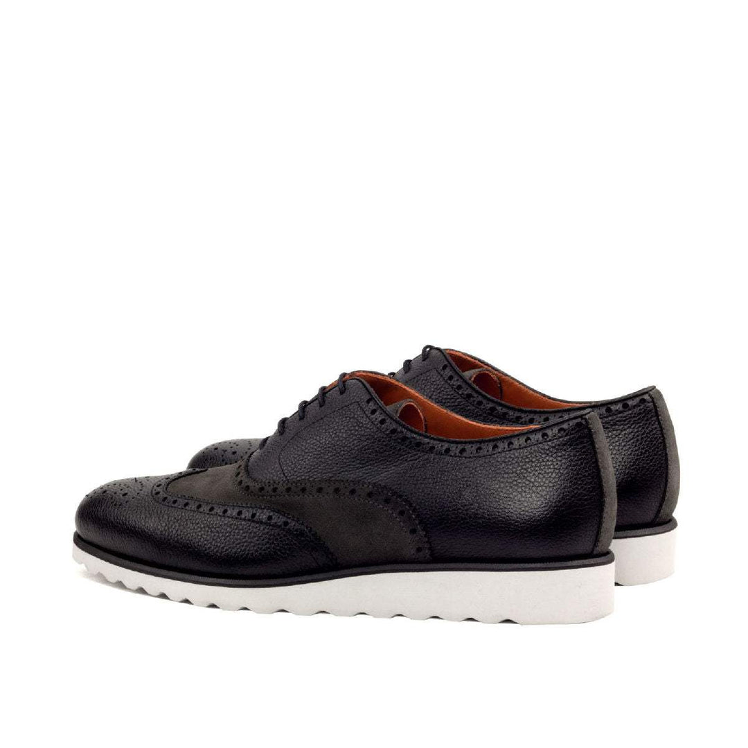 Men's Full Brogue Shoes Leather Grey Black 2471 4- MERRIMIUM