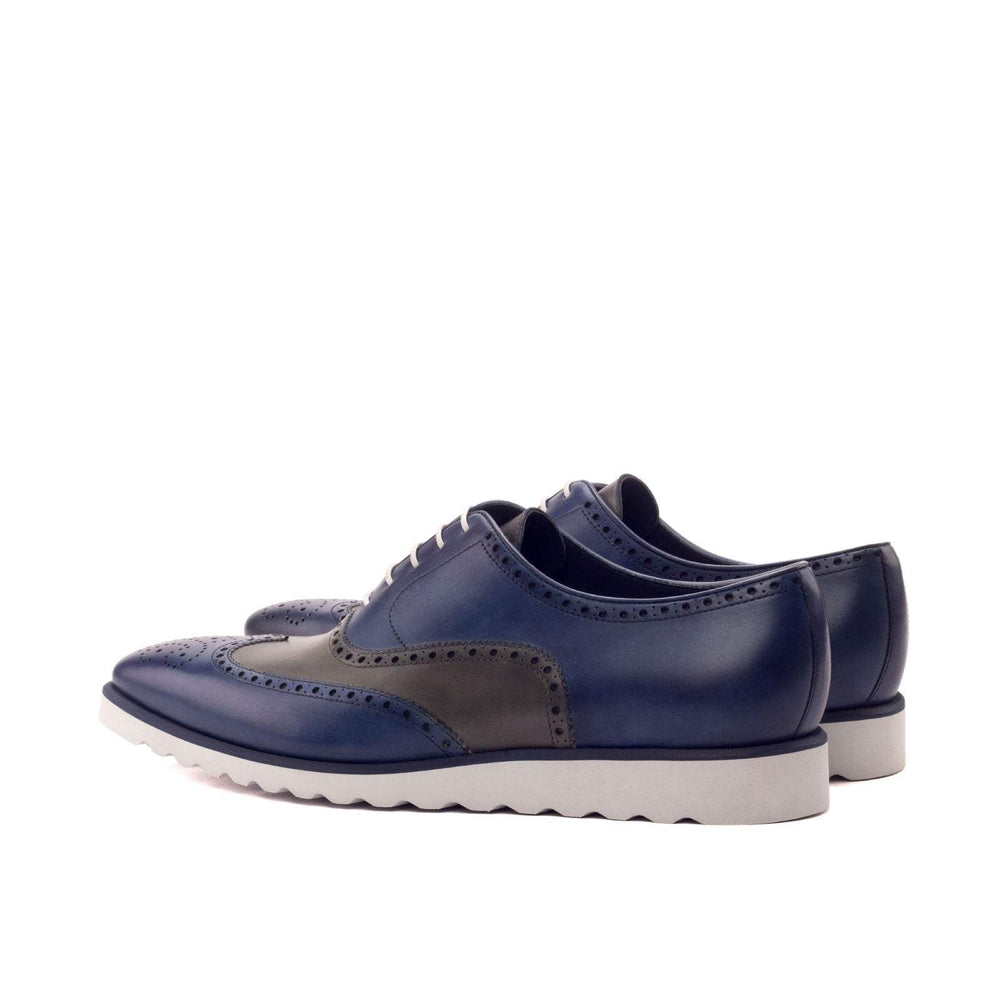 Men's Full Brogue Shoes Leather Grey Blue 3013 2- MERRIMIUM