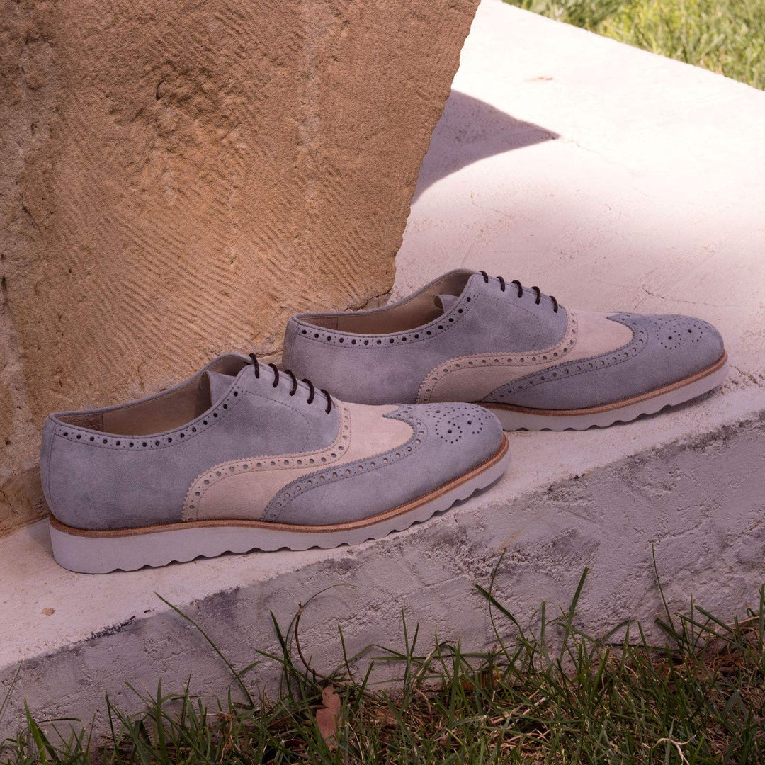 Men's Full Brogue Shoes Leather Grey White 2311 1- MERRIMIUM--GID-1369-2311