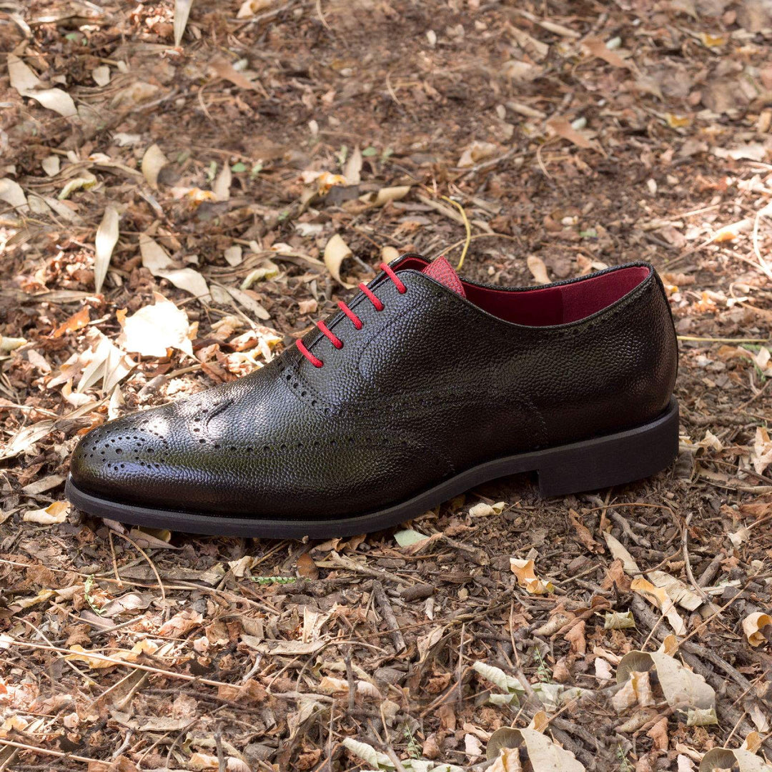 Men's Full Brogue Shoes Leather Red Black 2366 1- MERRIMIUM--GID-1369-2366