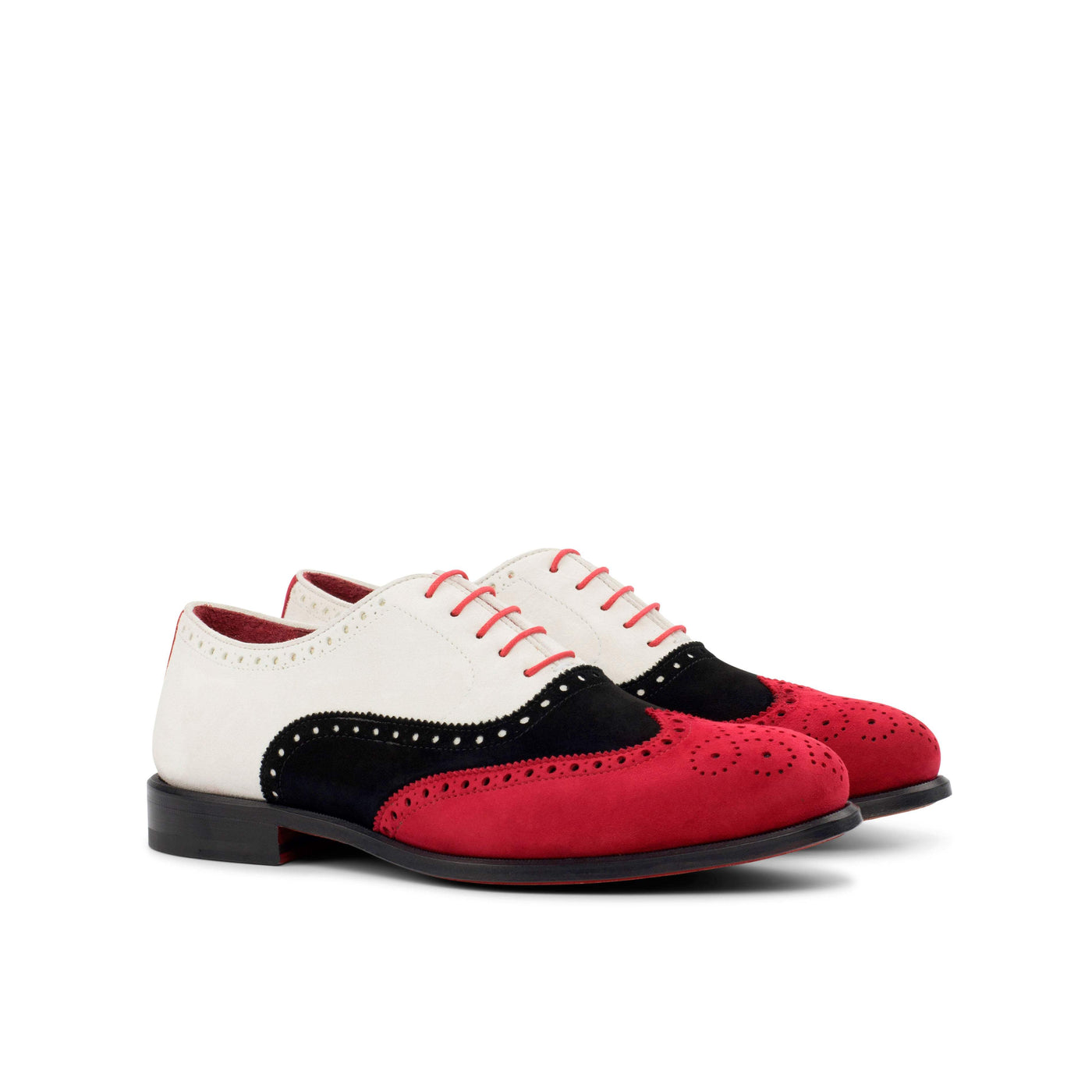Men's Full Brogue Shoes Leather Red Black 4436 3- MERRIMIUM