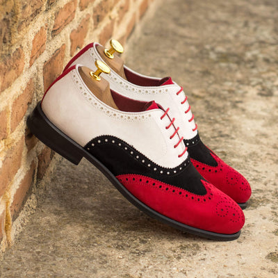 Men's Full Brogue Shoes Leather Red Black 4436 1- MERRIMIUM--GID-1369-4436